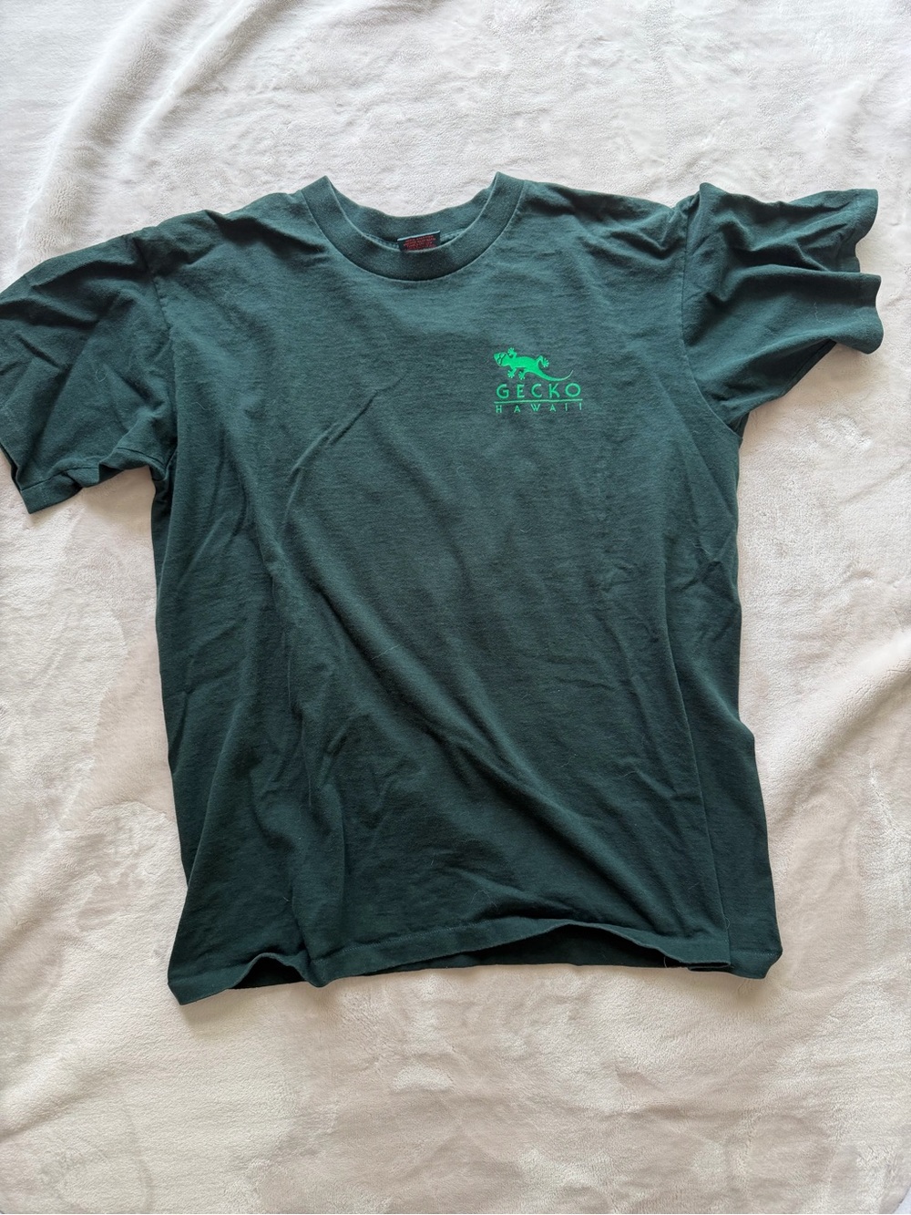 Gecko Hawaii Dark Green Tee with Lime Logo